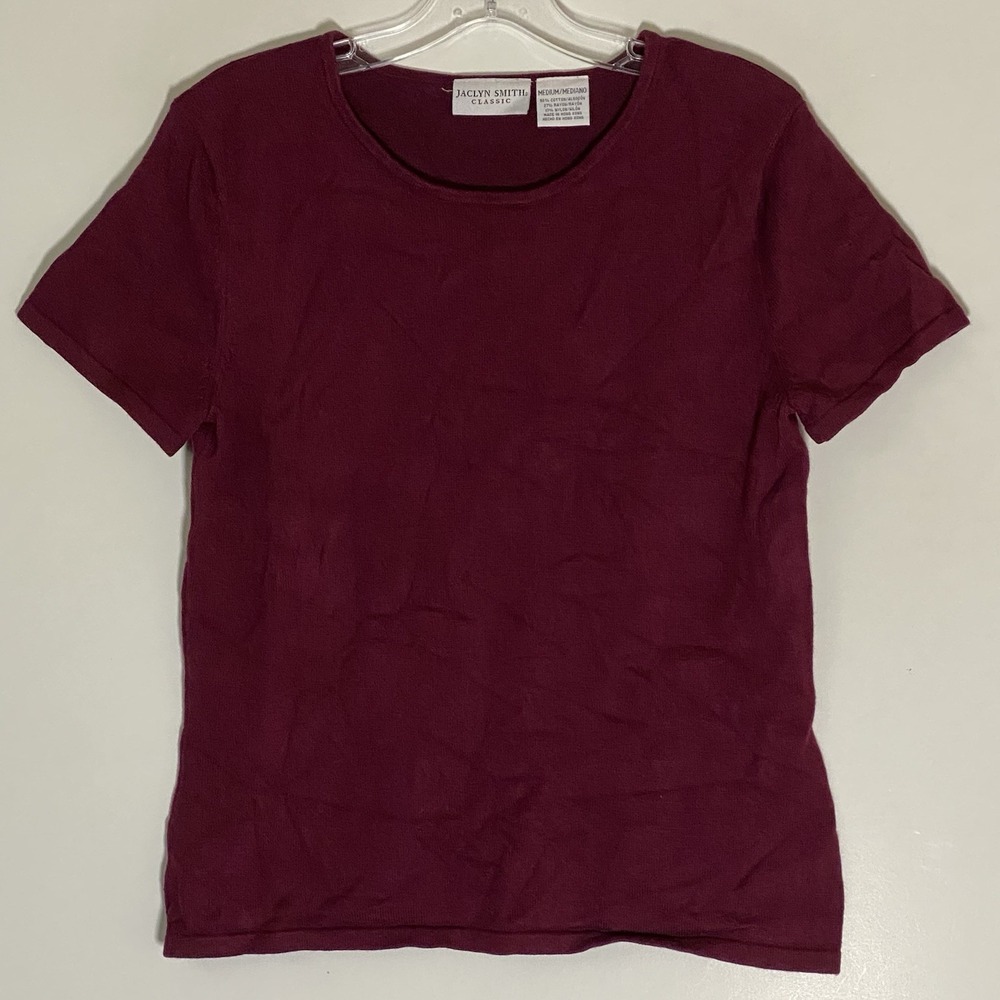 Vintage‎ Jaclyn Smith Top Womens Medium Burgandy Short Sleeve Blouse Top 80s 90s